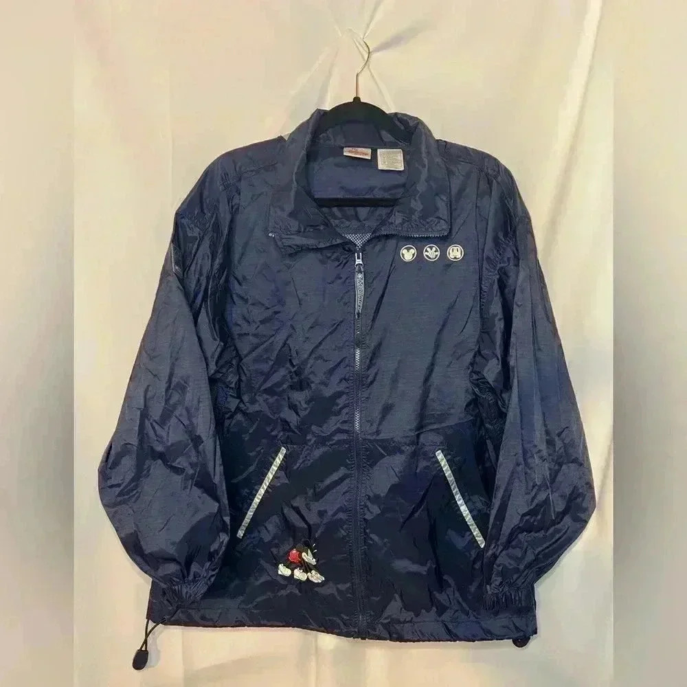DISNEY STORE Vintage Mickey Mouse Windbreaker Jacket Lightweight Hood Size M